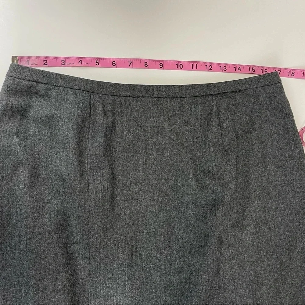 NEW Talbots Skirt Womens 14 WP Petite Gray Ruffle Wool Stretch Waist NWT